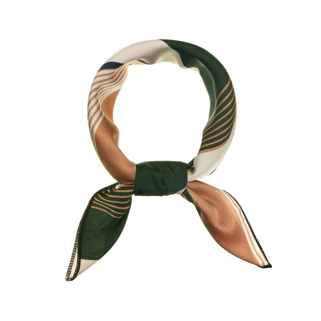 INSPIRE CHIC Foulards Carrés à Rayures pour Femmes Foulard de Tête Fichu Vert Foncé