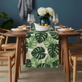 thumbnail image 2 of Palm Leaf Table Runner - 70 Inch Long, Kitchen Dining Table Runner Dresser Scarves, Tropical Plant Country Green Summer Farmhouse Decor for Coffee Tables Wedding Party Banquet, 2 of 8