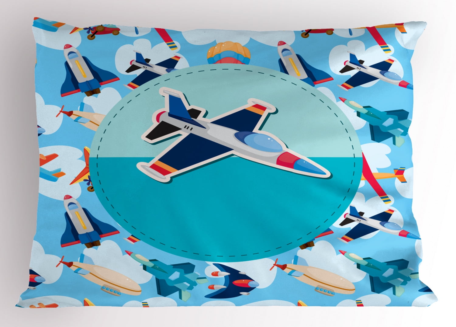 Kids Party Pillow Sham Airplane Collection with Different Vessels
