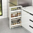 thumbnail image 3 of PetFurnishn Slim Rolling Storage Cart, 4-Tier Rolling Utility Cart, Wood Kitchen Storage Cart with Handle & Wheels,Narrow Rolling Shelving Unit for Kitchen Bathroom Laundry Small Places (Plain White), 3 of 10