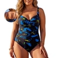 thumbnail image 2 of RELLECIGA Women's Plus Size Twist Front One Piece Swimsuit for Lady Ruched Tummy Control One Piece Bathing Suits for Women Feather Print Size XXL, 2 of 12