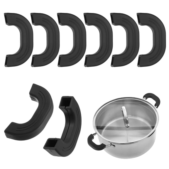 8-Pack Silicone Pot Handle Covers, Heat Resistant Non-Slip Pot Holder Handle Sleeve [7.9cm, Black]