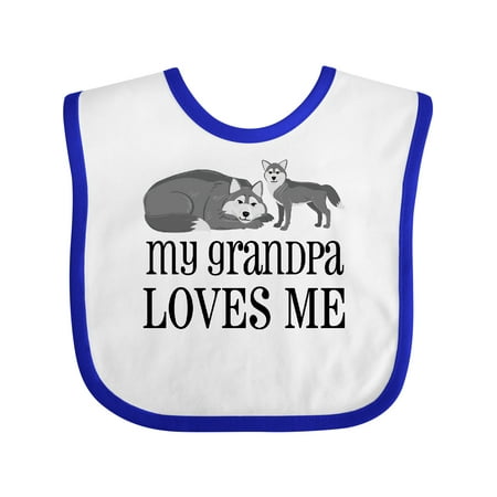 

Inktastic Wolves My Grandpa Loves Me Gift Baby Boy or Baby Girl Bib