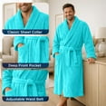 thumbnail image 4 of Dan River Bathrobe for Men and Women One Size Lightweight Cotton Terry Cloth Robe - Aqua, 4 of 10