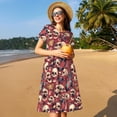 thumbnail image 4 of Naloa Skull record Guitar music Print Womens Summer A-Line Dress with Pockets,Short Sleeve Dresses,Flowy Beach Swing Dress for Vacation Travel, 4 of 6