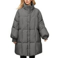 thumbnail image 3 of iOPQO Puffer Coat Women Womens Long Winter Coat Parka Jacket Women Stand Collar Jacket Women Warm Coats for Women Warm Winter Coats for Women Casual Outerwear Gray S, 3 of 6