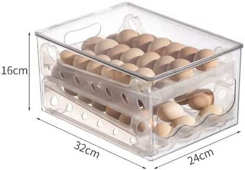 DENEST Egg Holder for Refrigerator, Pull Out Egg Refrigerator Drawer with Slide Design for 36 Eggs