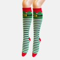 thumbnail image 3 of GobdXE Unisex Knee High Socks Christmas Elf Stripe Graphic Print Soft Knit Holiday Costume Party Wear Size:One Size, 3 of 6