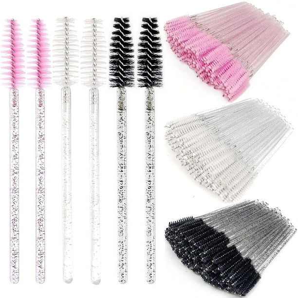 Xiao Hua Cepillo desechable para pestañas y cejas de 300 colores, apto para injerto de pestañas, rosa, negro y blanco.