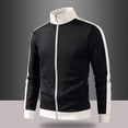 thumbnail image 2 of HBGVBA Men's Track Jacket, Stand Collar Full‑Zip Color Blocked Sport Coat, Contrast Stripe Ribbed Cuff Outerwear for Gym Running Daily Casual Wear, 2 of 5