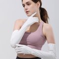 thumbnail image 4 of 2 pares de guantes de protección solar, protectores de brazo alargados de verano, protección UV, conducción al aire libre para damas, diseño de malla transpirable MFZFUKR BST3052659-1, 4 of 5