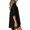 thumbnail image 3 of Women's two-piece casual suit summer casual loose shirt cycling shorts match airport travel wear Black L, 3 of 7