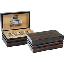 Prestige Import Group BastionBloc Lacquer Ebony Humidor w/ Block Style Body & Contemporary Tray - Holds up to 120 Cigars