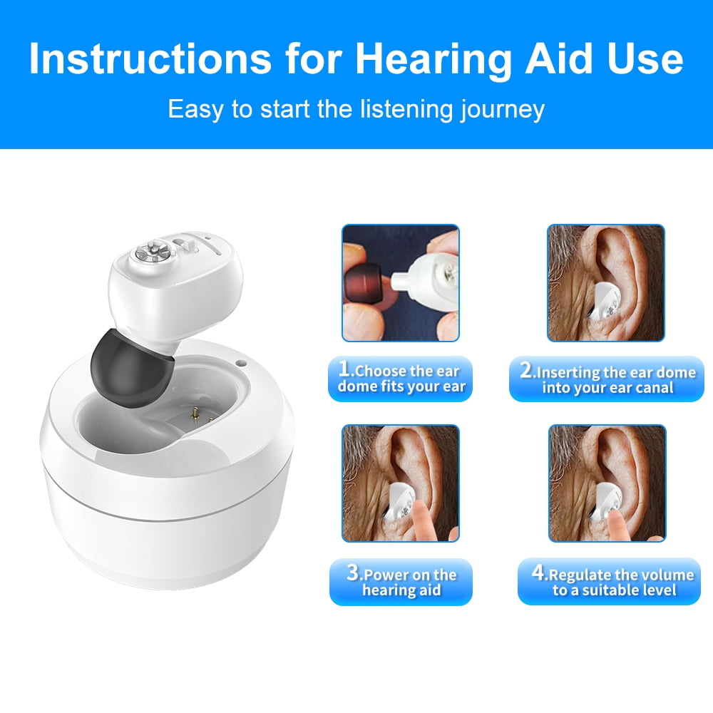 HIBRIQ Digital Rechargeable Hearing Aids with Charging Base, Noise Reduction & Comfort Fit for Seniors HH-1607