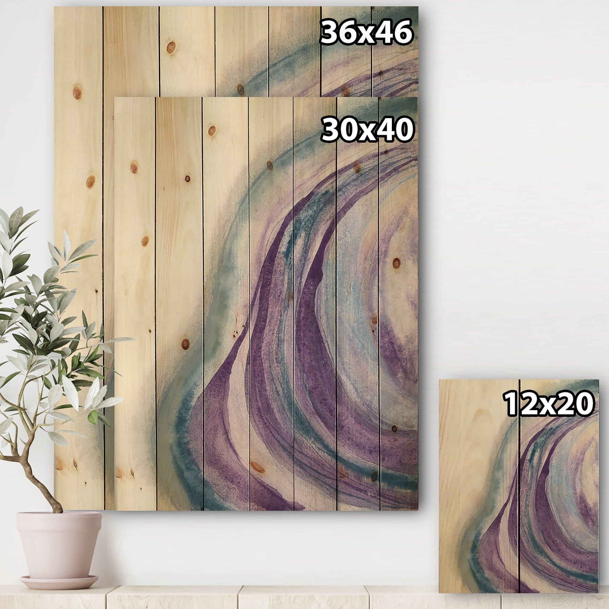 Designart 'Watercolor Geode II' Modern & Contemporary Print on Natural Pine Wood