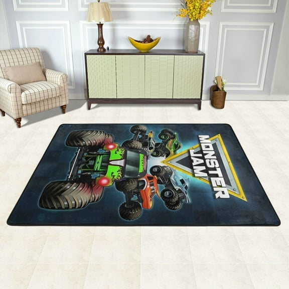 Cartoon Monster Truck Jam Rugs Washable Cover Floor Rug Carpets Bathroom Decorations For Kitchen Bedroom Indoor Outdoor 36"X24"