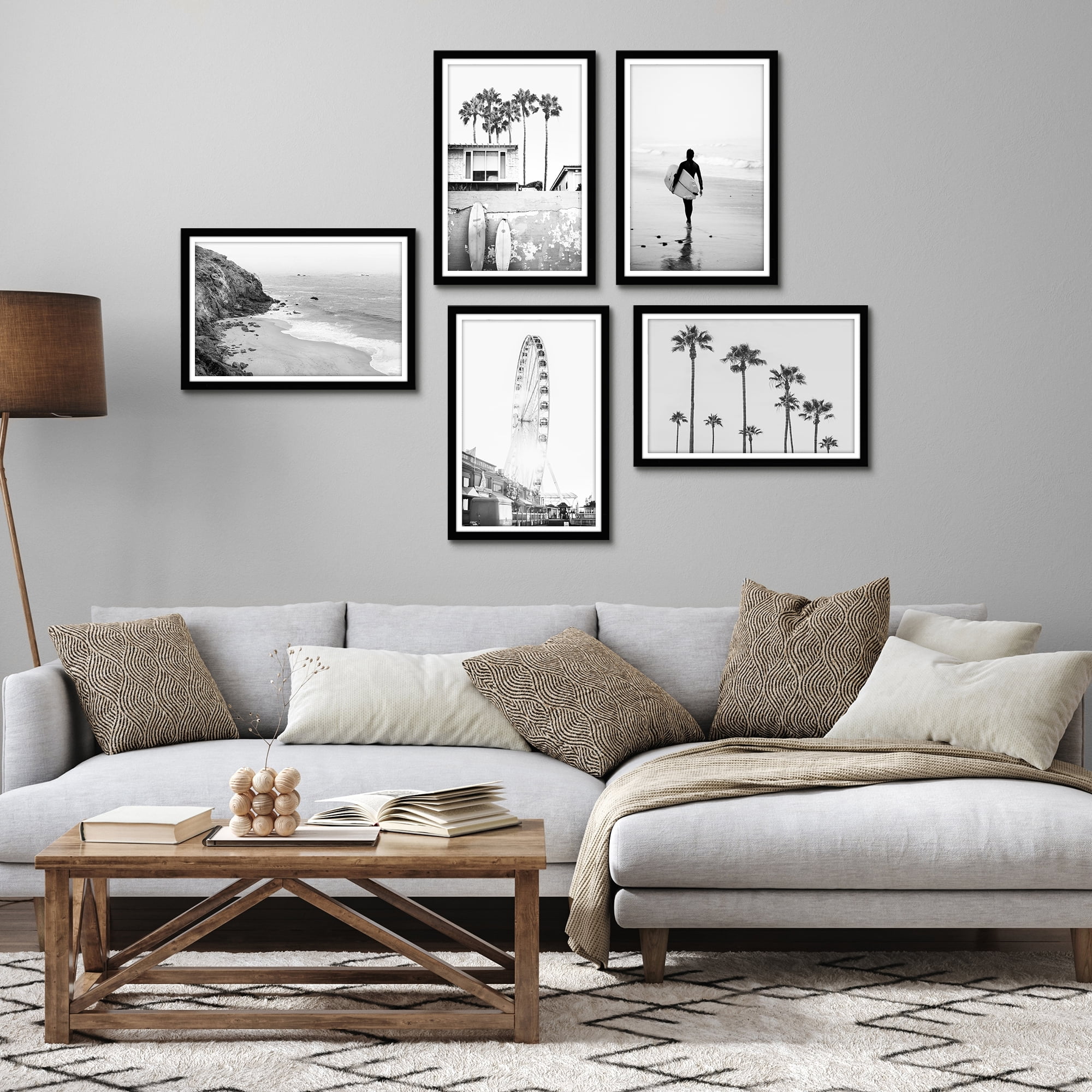 Americanflat 12x18 Poster Frame with Polished Plexiglass with 11x17 Mat 5 Pack Display Photo Galleria - Black