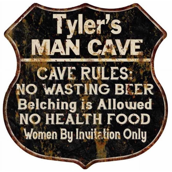 Tyler's Man Cave Rules Sign Shield Metal Gift 211110007238