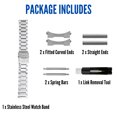 thumbnail image 3 of Bandini 18mm Stainless Steel Fitted Curved End Metal Watch Band for Men and Women, 3 Link Watch Strap Oyster Bracelet, Double Foldover Lock Deployment Clasp - Silver 18 mm Watch Band, 3 of 7