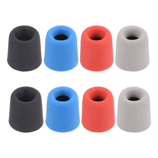 Consejos de espuma de reemplazo Uxcell para auriculares 4.7-5.5mm, tamaño pequeño, consejos para auriculares en rojo, azul, plateado y negro, 8 piezas