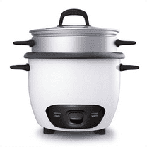 Housewares 14-Cup (Cooked) (7-Cup UNCOOKED) Pot Style Rice Cooker and Food Steamer,White