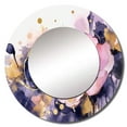 thumbnail image 2 of Designart "Pink And Purple Plants In Chaos Floral Fusion" Floral Round Mirror Wall Decor Traditional - Large Pink Round Office Mirror - Round Mirror - 36" x 36", 2 of 6