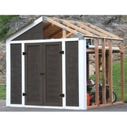EZBUILDER Waterproof Wood DIY Storage Shed Kit with EZ Miter Template, 95 x 96 x 84, Gray