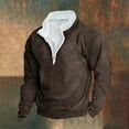 thumbnail image 2 of Momasggi Men's 1/4 Zip Pullover Thermal Fleece Fuzzy Sherpa Lined Sweatshirts Long Sleeve Stand Collar Sweatshirt Big and Tall Sweatshirt Brown XL, 2 of 4