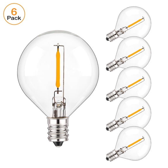 G40 LED Light Bulbs 1W E12 Base, 2200K Ultra Warm Yellow, Dimmable LED Globe Bulb for Vintage Lamps & Decorative Fixtures, 6Pack