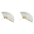 thumbnail image 1 of 2X Abanico Hecho A Mano de Algodon de Encaje Plegable para Decorar la Boda la Fiesta (Beige), 1 of 2