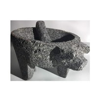 Made in Mexico Piggy Cerdo Puerco Genuine Mexican Manual Guacamole Maker Volcanic Lava Rock Stone Molcajete/Tejolote Mortar and Pestle Spices Grains 8" Large Pig