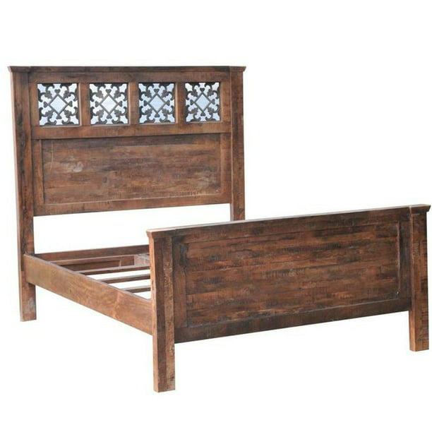Reclaimed Wood Rustic Bed With Iron, Reclaimed Wood King Bed Frame