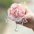 thumbnail image 5 of Ramillete de novia con flores artificiales para boda, hojas de encaje, decoración para la muñeca de la dama de honor - Raíz de loto en polvo, 5 of 5