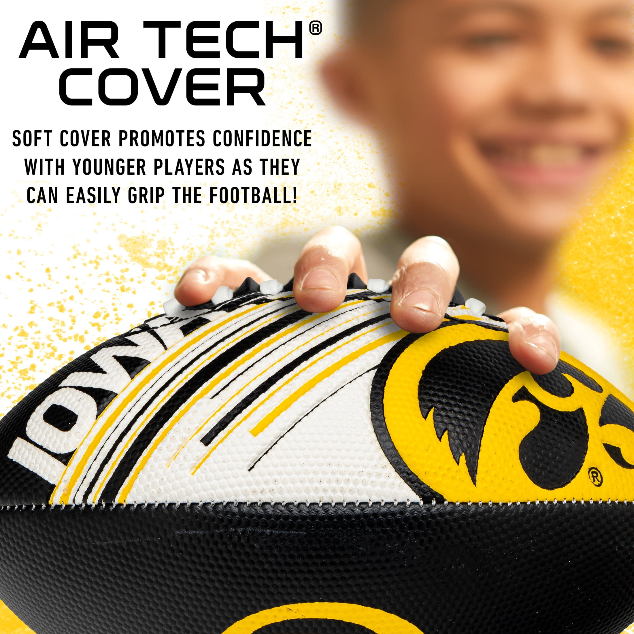 NCAA Iowa Hawkeyes Football - Youth Mini Football - 8.5" Football- SPACELACE Easy Grip Texture- Perfect for Kids !