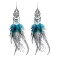thumbnail image 1 of Pendientes largos de plumas para mujer, cuentas pequeñas, borlas, joyería de moda, vintage, marrón, 1 of 1