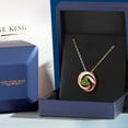 thumbnail image 5 of Gem Stone King 18K Rose Gold Plated Silver Round Green Tourmaline 3 Stone Circle Pendant Necklace for Women (0.75 Cttw, Gemstone October Birthstone, With 18 inch Chain), 5 of 6
