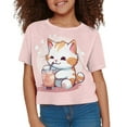thumbnail image 3 of Uourmeti Corgi Crew Neck T-Shirt Kids Short Sleeve Crop Top Summer Short Loose Sports Short Sleeve Casual Pullover for 5-14Y Girls, 3 of 6