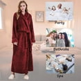 thumbnail image 6 of LOFIR Womens Fleece Robe - Comfy Warm Plush Long Bathrobes for Women, Ladies Sleepwear ,2XL3XL, Wine Red, 6 of 6