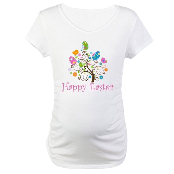 CafePress - Happy Easter Maternity T Shirt - Cotton Maternity T-shirt, Cute & Funny Pregnancy Tee