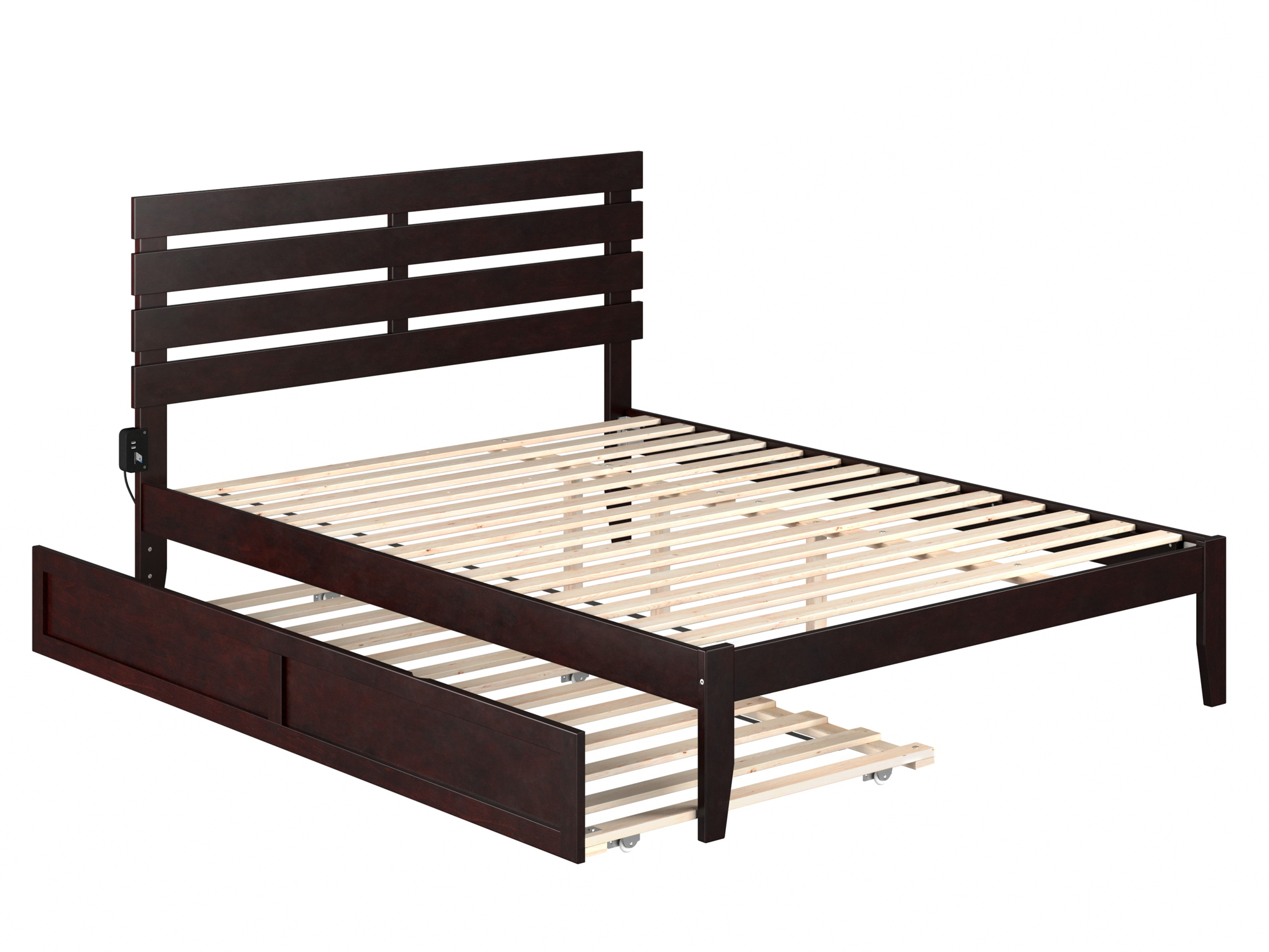 AFI Oxford 14" Queen Wood Platform Bed Frame with Twin XL Trundle, Espresso