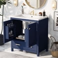thumbnail image 2 of 30" Bathroom Vanity with Single Sink Top, Combo Cabinet Undermount Sink, Solid Wood Bathroom Storage Cabinet with 2 Doors and a Drawer, Soft Closing, Blue, 2 of 9