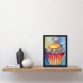 thumbnail image 2 of Cupcake With Colourful Frosting Folk Art Watercolour Painting Artwork Framed Wall Art Print A4, 2 of 4