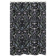 Sweet Jojo Designs Boho Floral Wildflower Black and Purple Girl Fabric Shower Curtain