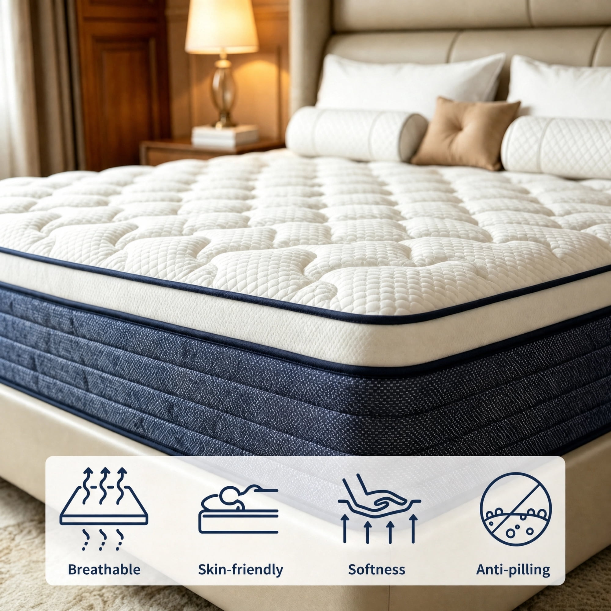 Lodeija 12 inch Queen Euro Top Hybrid Mattress,Pocket Spring,Breathable Knitted Fabric Pressure Relief,CertiPUR-US Certified,White
