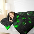 thumbnail image 4 of Homewish Black Green Honeycomb Full Size Comforter Sets, Chic Rectangle Square Bedding Comforter Set, Teens Kids Boys Girls Reversible Bedding Sets, Lightweight Room Decor, 3pcs, 4 of 8