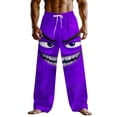 thumbnail image 2 of Ceisia Men's Loose Straight Leg Casual Pants Evil Grin Cartoon Print Elastic Drawstring Waist Multi-Color Beach Vacation Pants Multicolor XXXXL Gifts, 2 of 5