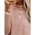 thumbnail image 3 of DYMADE Women Round Neck Pocket Casual Pullover Warm Long Sleeve T-shirt, 3 of 4