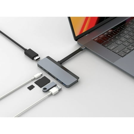 Hyper - DUO 7-Port USB-C Hub - USB-C Docking Station for Apple MacBook Pro and Air - Silver