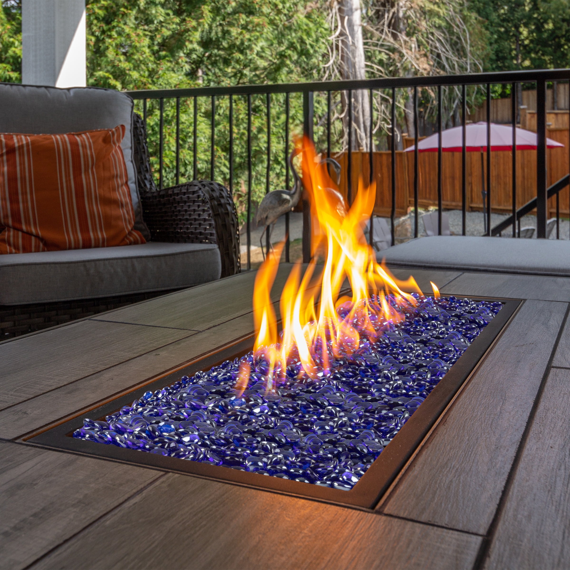 Pure Garden 10lbs Fire Pit Glass - 3/4-Inch Glass Rocks, Cobalt Blue
