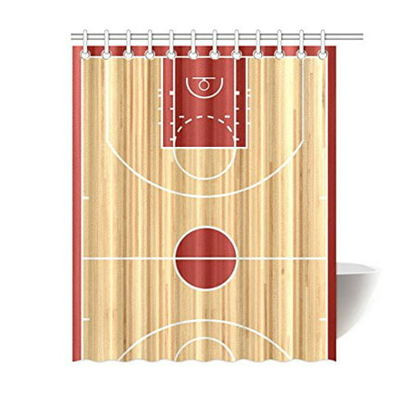 MKHERT Basketball Court Floor Plan Polyester Fabric Bathroom Shower Curtain 60x72